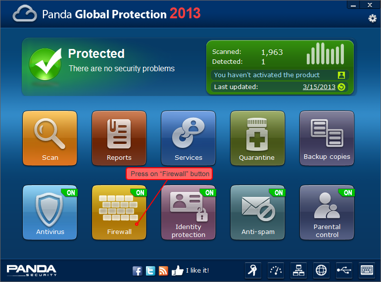 Panda Global Protection settings 1