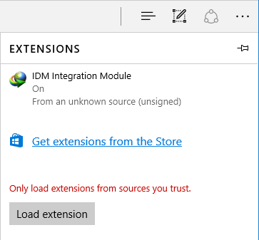 'IDM Itegration Module' extension in extension's pane